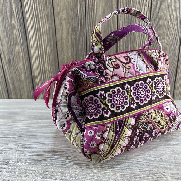 VERA BRADLEY Pink Floral Cotton Quilted Medium Bag Handbag Purse - Makeup - Picture 2 of 16